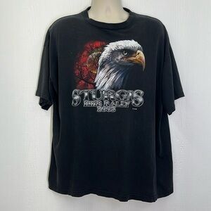 Vintage - 2005 Sturgis Bike Rally Bald Eagle Moon Light Black Short Sleeve T XL